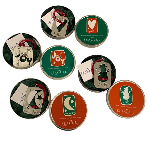NWT Seagull Pewter Christmas Tree Ornaments Joy Wonder Faith Jolly Gift - Picture 9 of 11